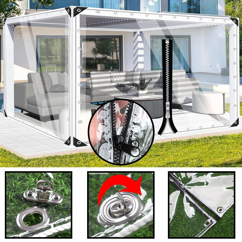 

Сверхмощный брезент на молнии с поворотными замками, уличная беседка, прозрачная дверная брезентная занавеска, прозрачная непромокаемая ткань