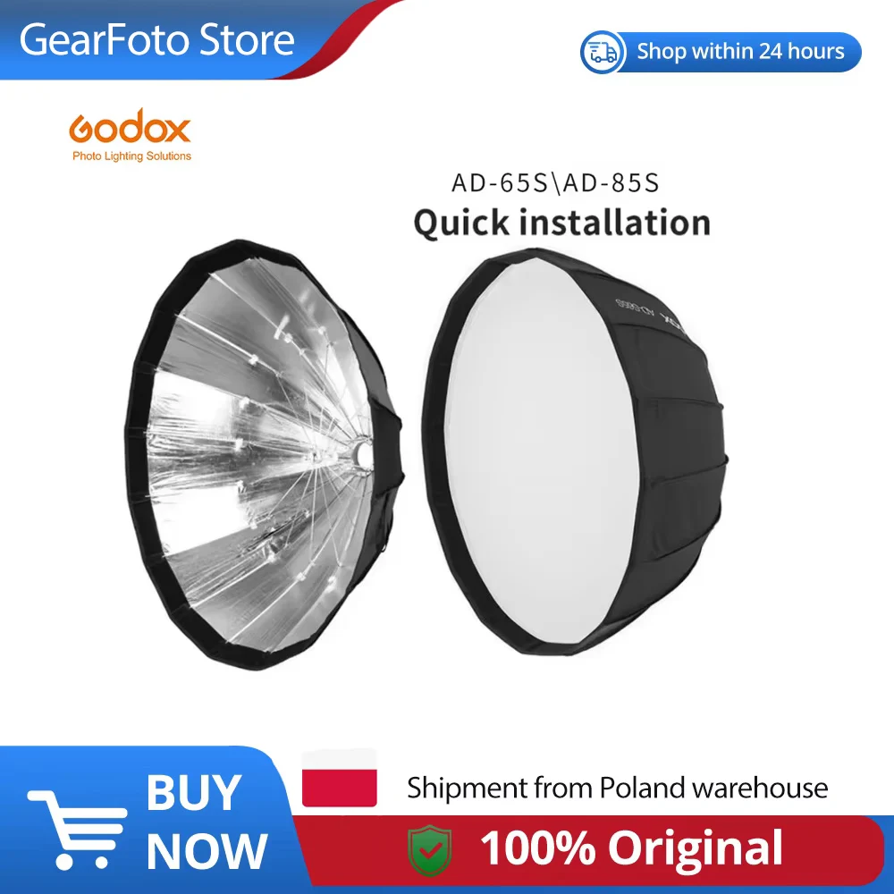 Godox AD-S65S AD-S65W 65CM AD-S85S AD-S85W 85cm Zilveren Diepe Parabolische Softbox + Honingraat Grid Godox Mount Softbox voor AD400PRO