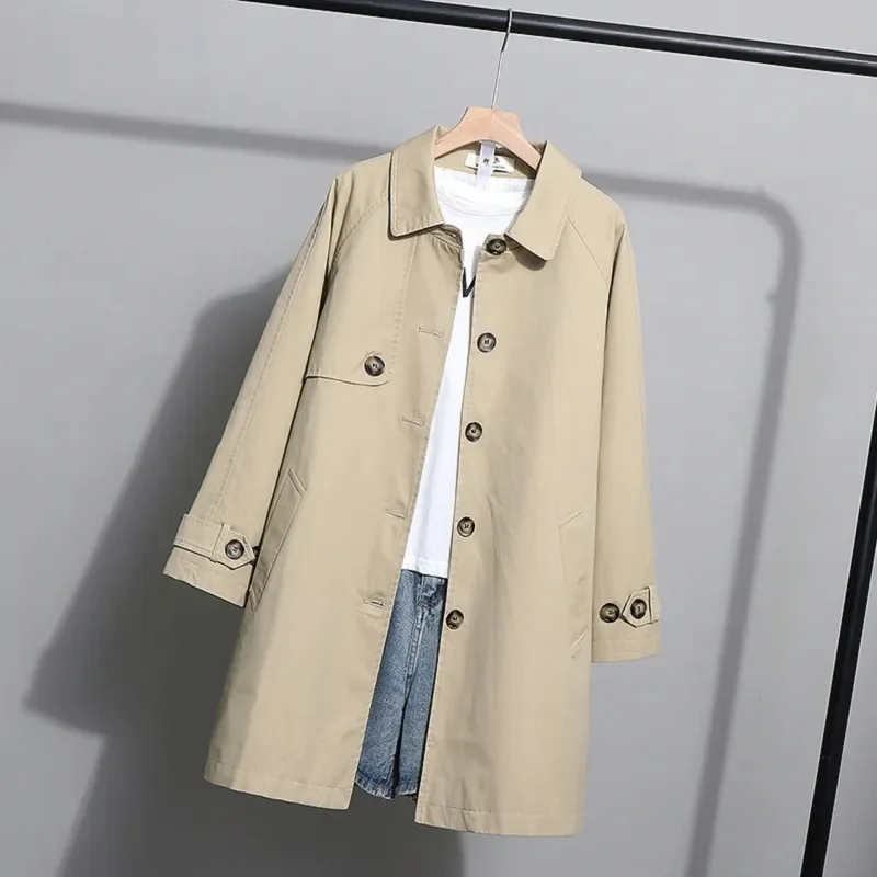 2023 NewSpring Autumn Trench Coat Women Fashion Korean Single-breasted Loose Mid Long Women Overcoat Windbreaker Female Tops