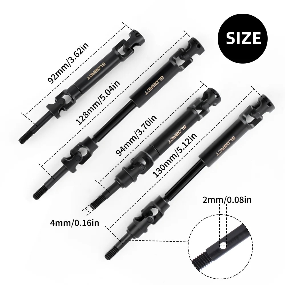 GLOBACT 1144 Steel CVD Driveshaft Front & Rear Drive Shafts Heavy Duty Axles Set for Traxxas Slash/Rustler/Stampede/Hoss VXL 2WD 4X4 1/10RC Truck Upgrade Parts Replace #6852 (4PCS) - view 6