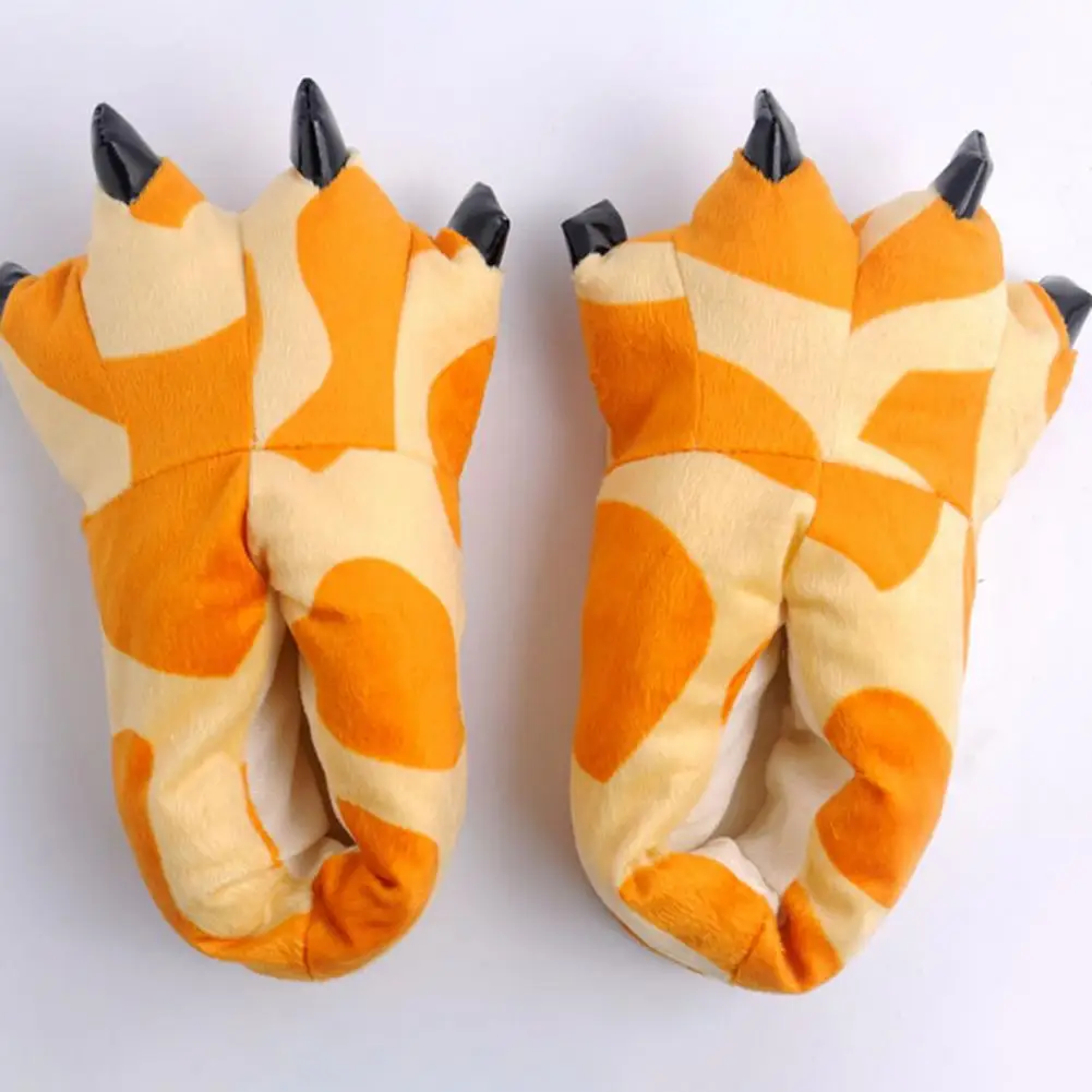 Cute Cartoon Winter Slippers Super Soft Anti-slip Warm Christmas Gift Women Men Animal Dinosaur Claw Plush Slippers for Bedroom