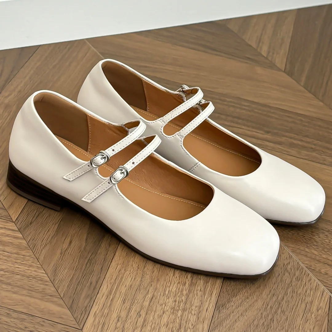 

Danxuefei женские балетки из натуральной кожи с двойной металлической пряжкой, мягкие удобные повседневные женские летние туфли Мэри Джейн