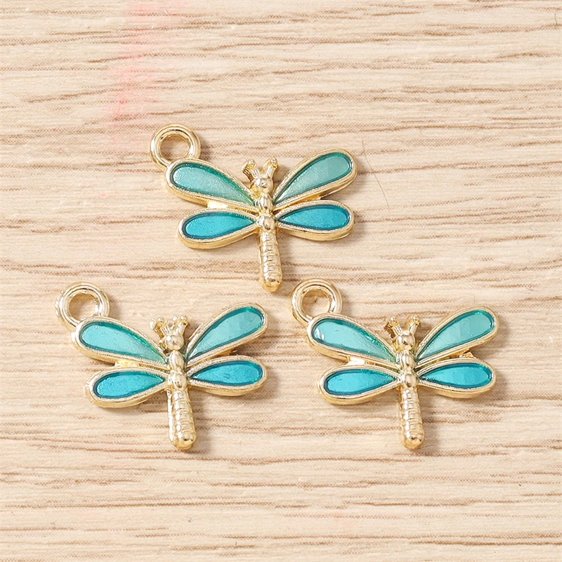 10 Stück 15 x 12 mm niedliche Emaille-Anhänger mit fliegender Libelle für die Herstellung von Halsketten, Ohrringen, Armbändern, DIY-Handwerk, Schmuckzubehör – Detail 7