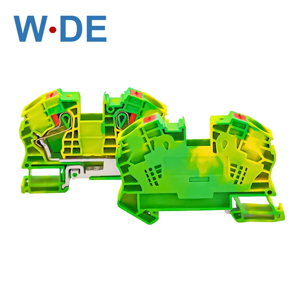 1 Pc PT-16-PE Din Rail Terminal Block Push In Spring Screwless Feed Through Grounding Terminak Block Wire Connector PT16-PE