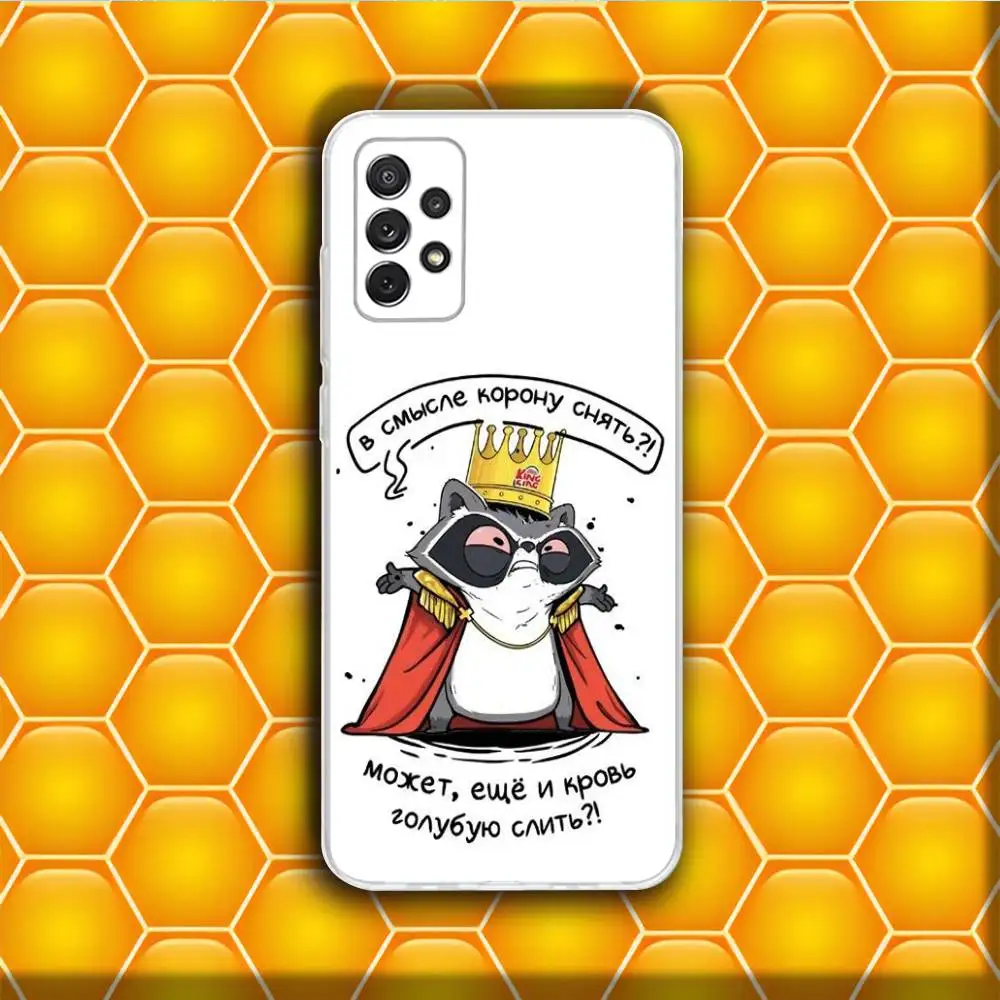 Cute Funny Cartoon Raccoon  Phone Case Silicone For Samsung S30,23,21,22,20 FE lite,S10,9,PIus Note20ultra Soft Transparent