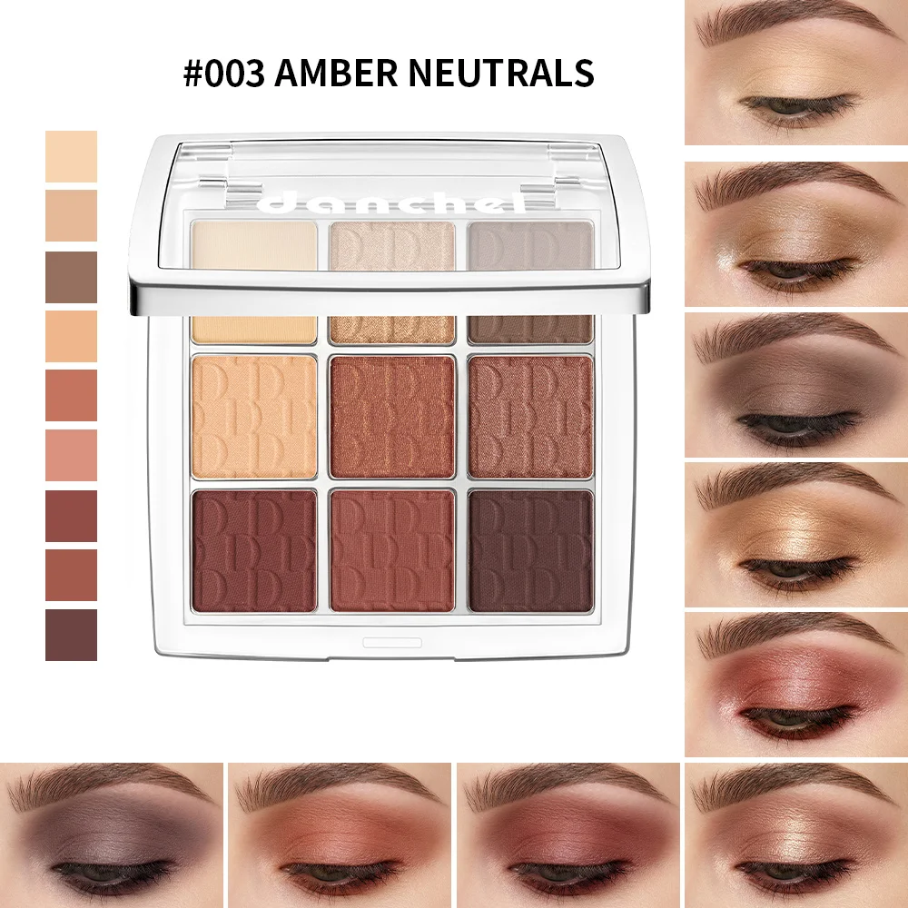 9-Farben-Puder-Lidschatten-Palette Mehrfarbiger Matter Glitzer-Lidschatten Weich Pigmentiert Mischbar Langanhaltend Gesichts-Schönheits-Make-up