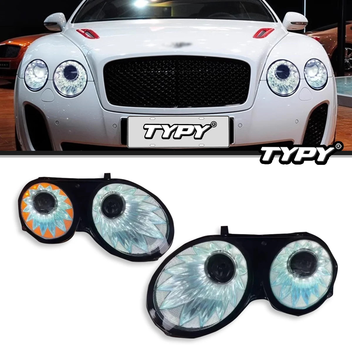

TYPY Автомобильные фары для Bentley Continental 2004-2013, светодиодные автомобильные лампы, летающие шпоры, дневные ходовые огни, динамические
