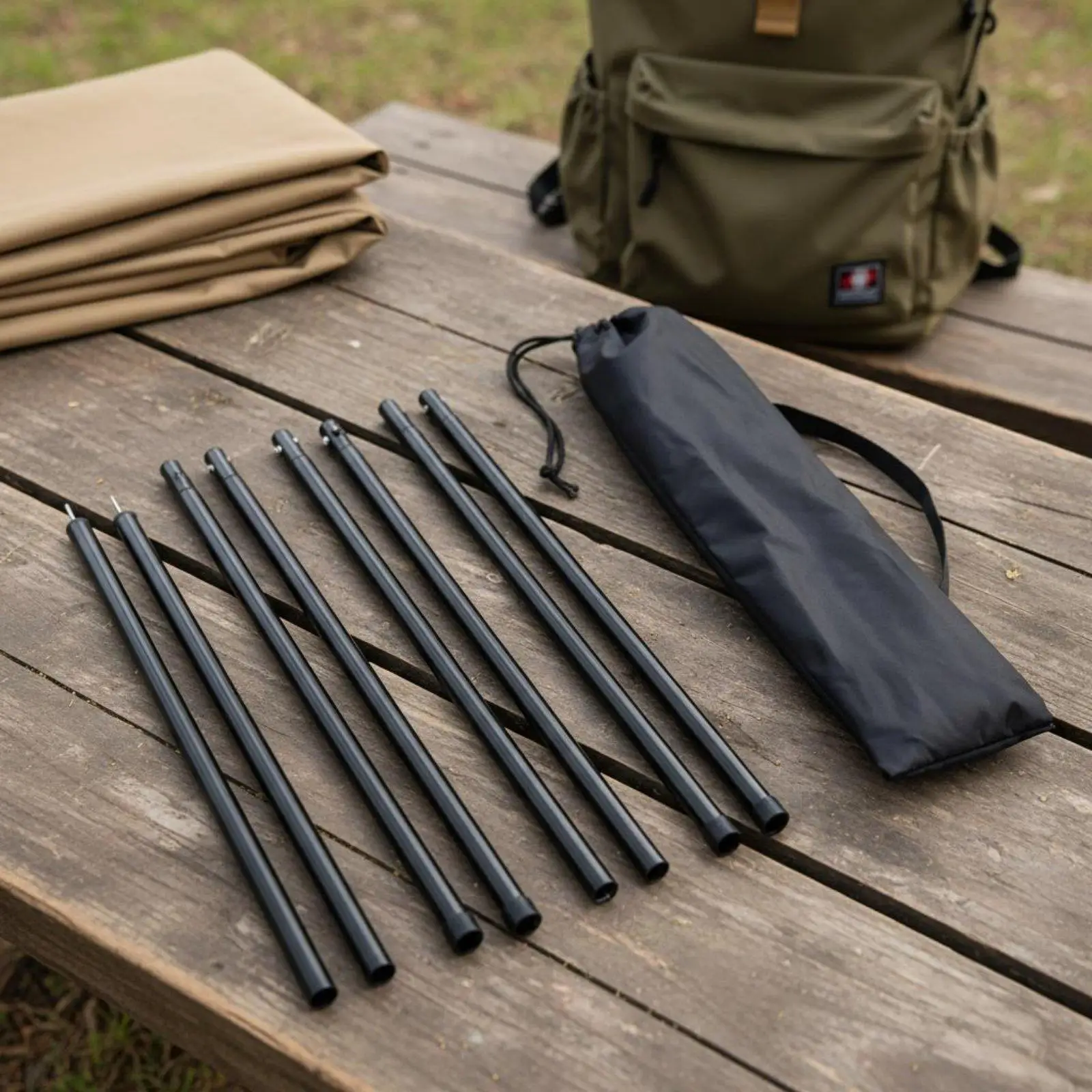 4 Section Tent Poles Adjustable Height Galvanized Steel Pipe for Tarp Canopy Vestibule Camping Accessories Kit