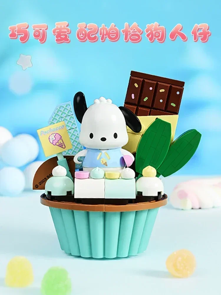 Keeppley Sanrio Building Block Cup Cake Shape Anime Figure Decoration Puzzle Assembling Model Toy Birthday Gift for Boy and Girl