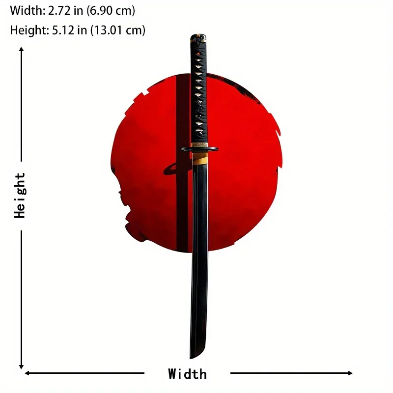 1pc 2D Anime Samurai Sword Red Round Vinyl Sticker Waterproof Decal for Car Rearview Mirror Bumper Decor