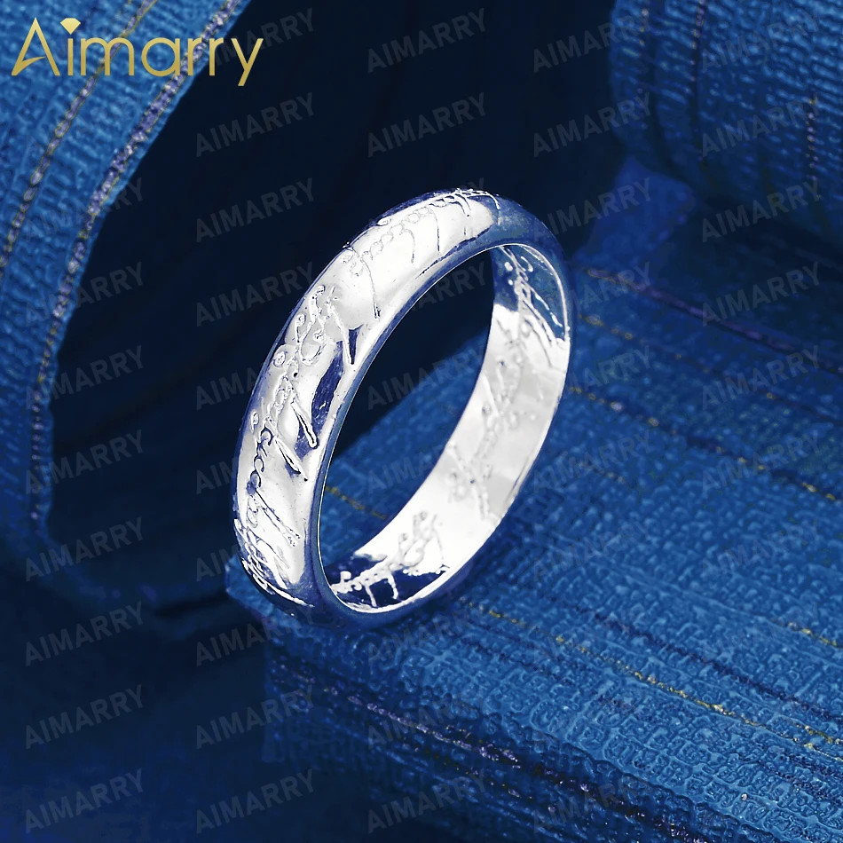 925 Sterling Silver 7-10# Retro Elf Text Engraved Ring for Women's Parties Banquets Weddings High-quality Fashion Jewelry