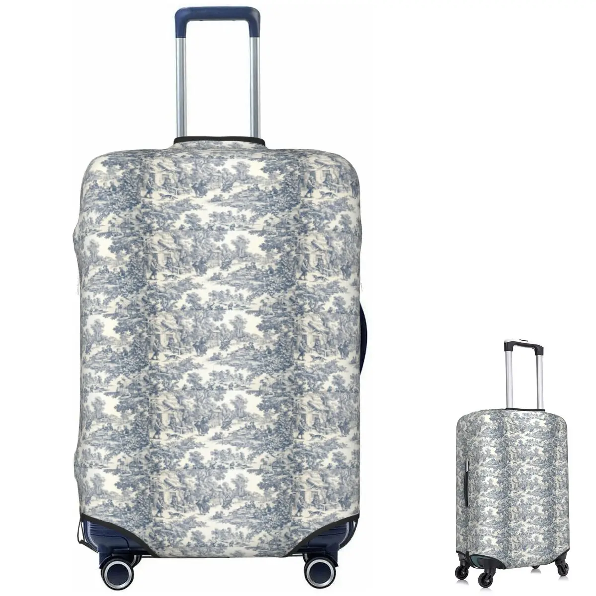 Toile De Jouy Number 2 Suitcase Cover Protection Elastic Travel Luggage Protector Covers for 18-32 Inch
