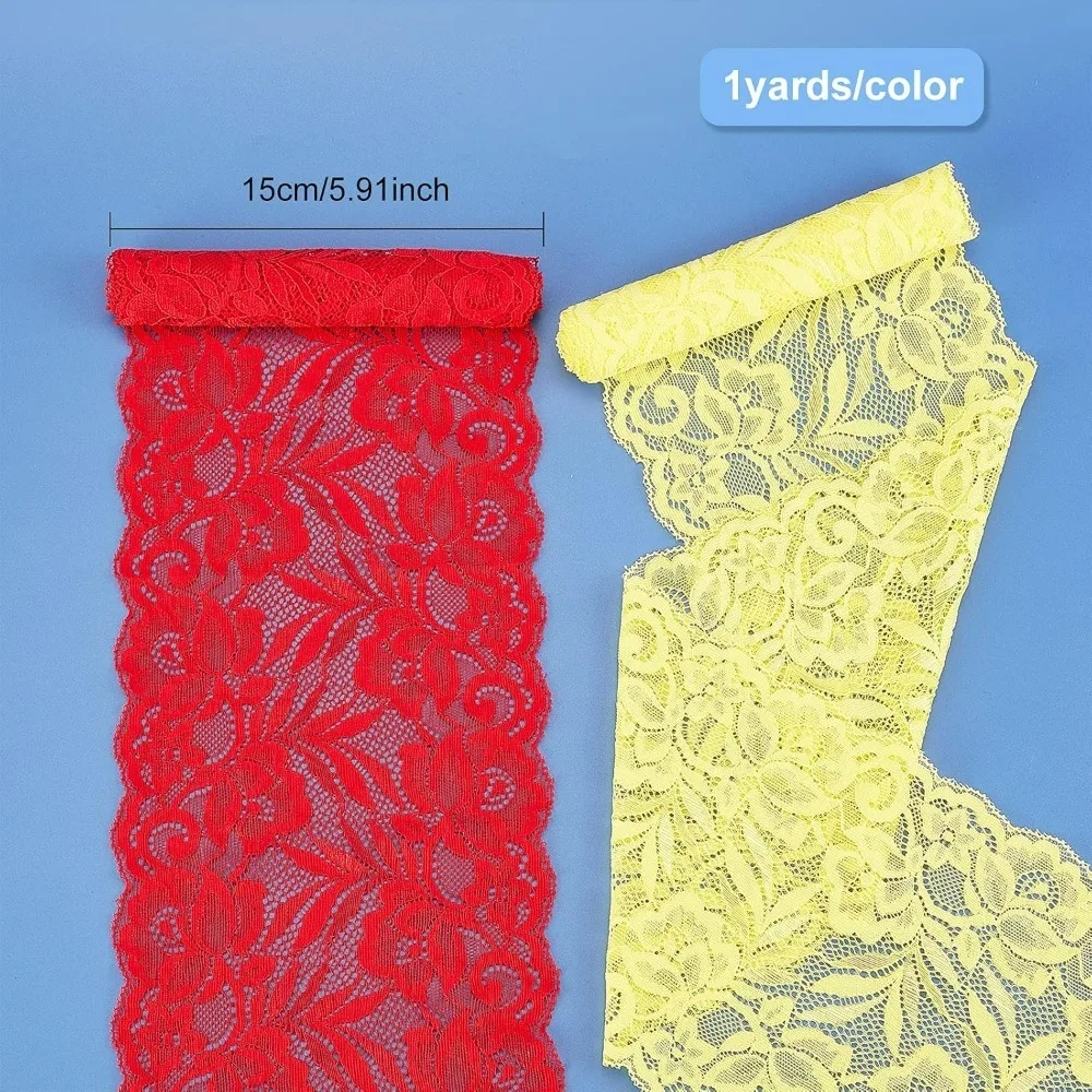 Cinta de encaje de tela de 22 yardas y 5,9 pulgadas de ancho, adorno de  encaje elástico para diademas, ligas, fabricación de ramos de boda, 22  colores, 1 yarda / Joyas hechas a mano, image size:1000x1000