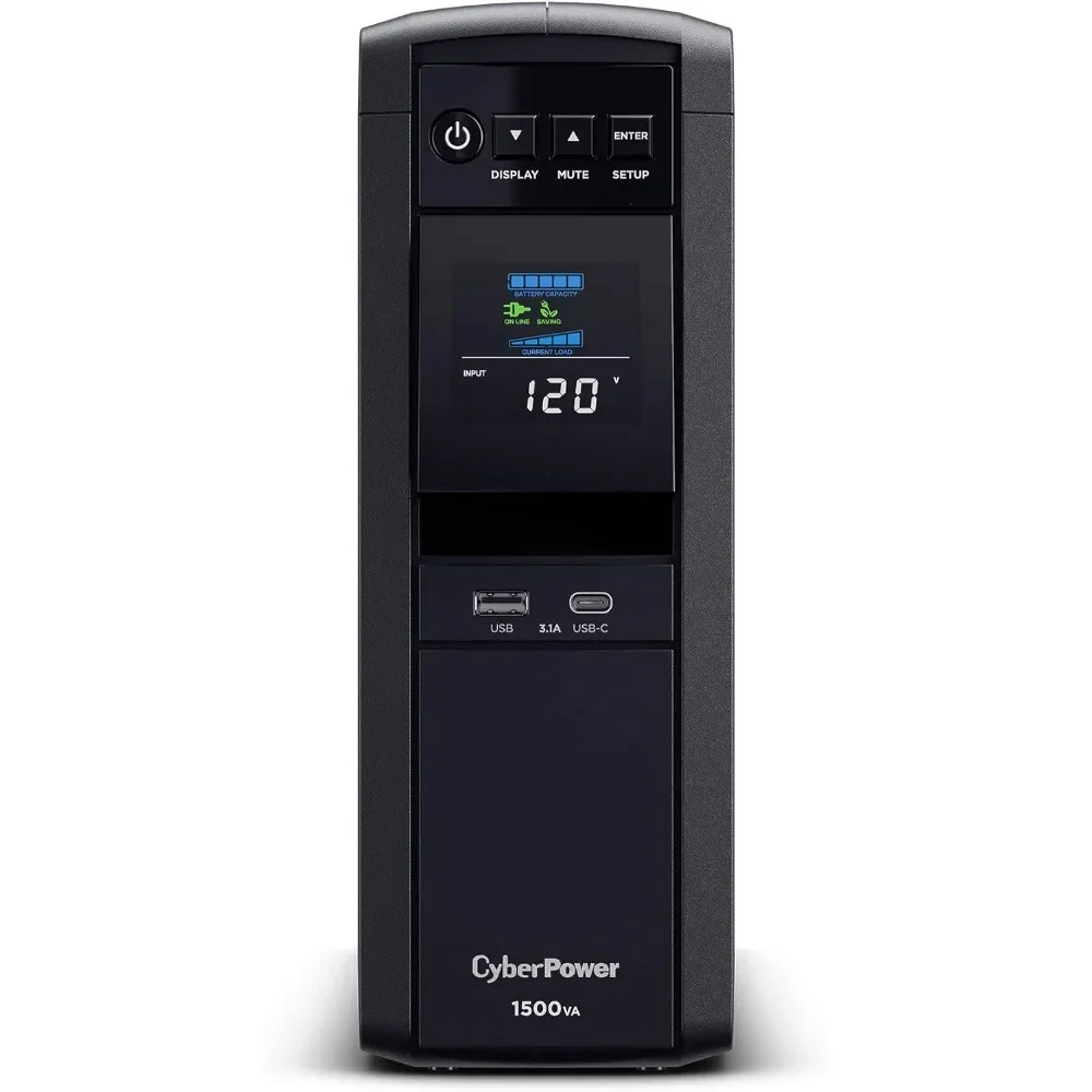 

PFC Sinewave UPS System 1500VA/1000W 12 Outlets AVR Mini Tower Black AUTOMATIC VOLTAGE REGULATION