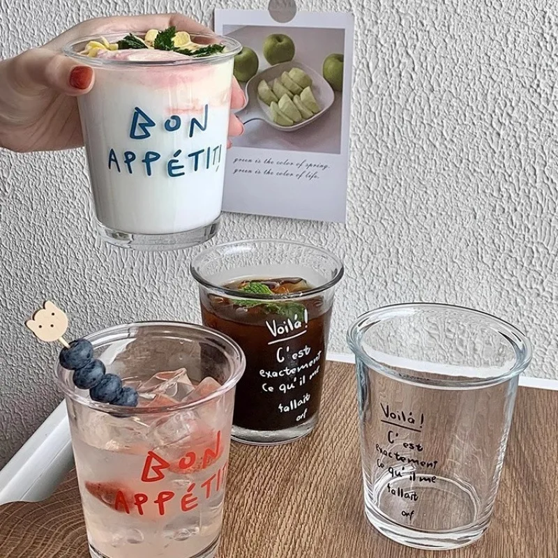 

Bar transparent glass Korean ins American ice latte coffee milk juice cold drink cup cocktail cup to send friends gift