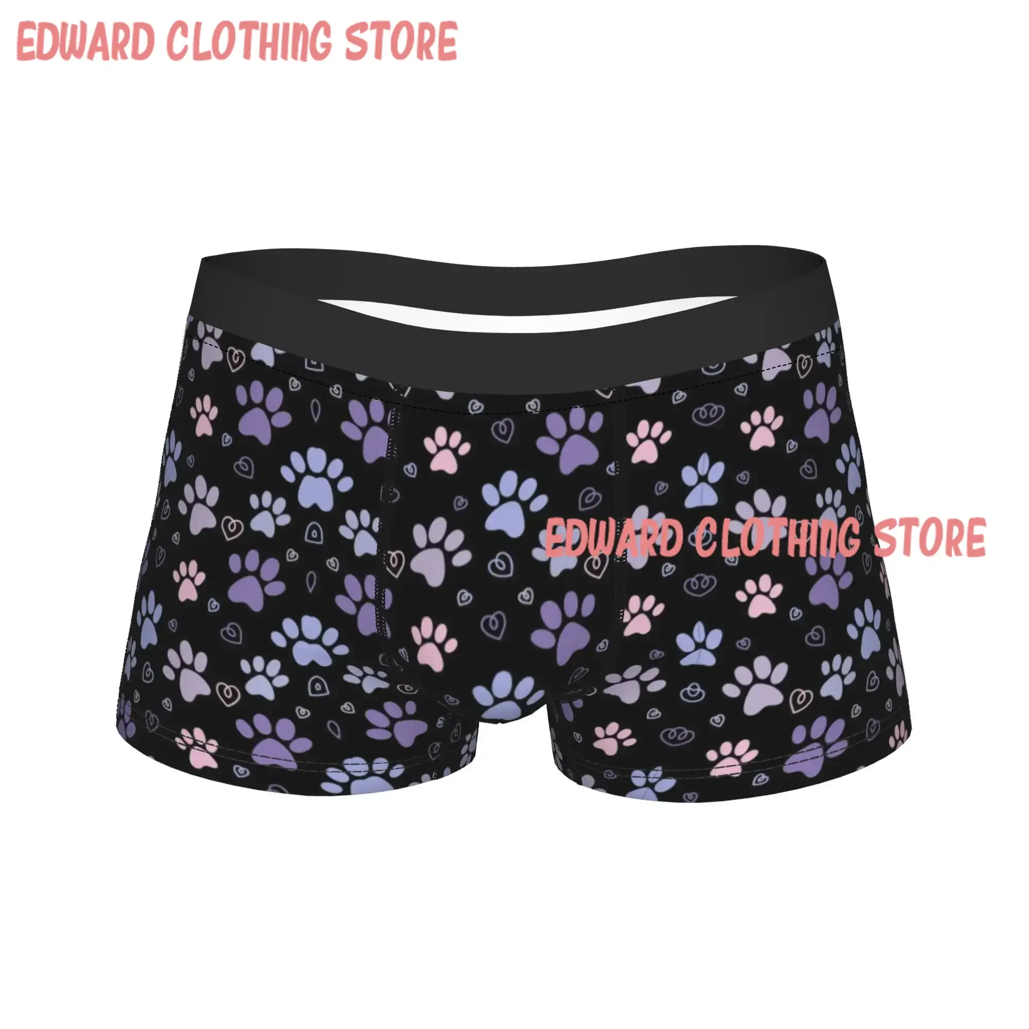 Pet Prints Dog Cat Paw Underwear  Men Shorts Briefs Funny Boxer Shorts Quality Customs Plus Size Underpants