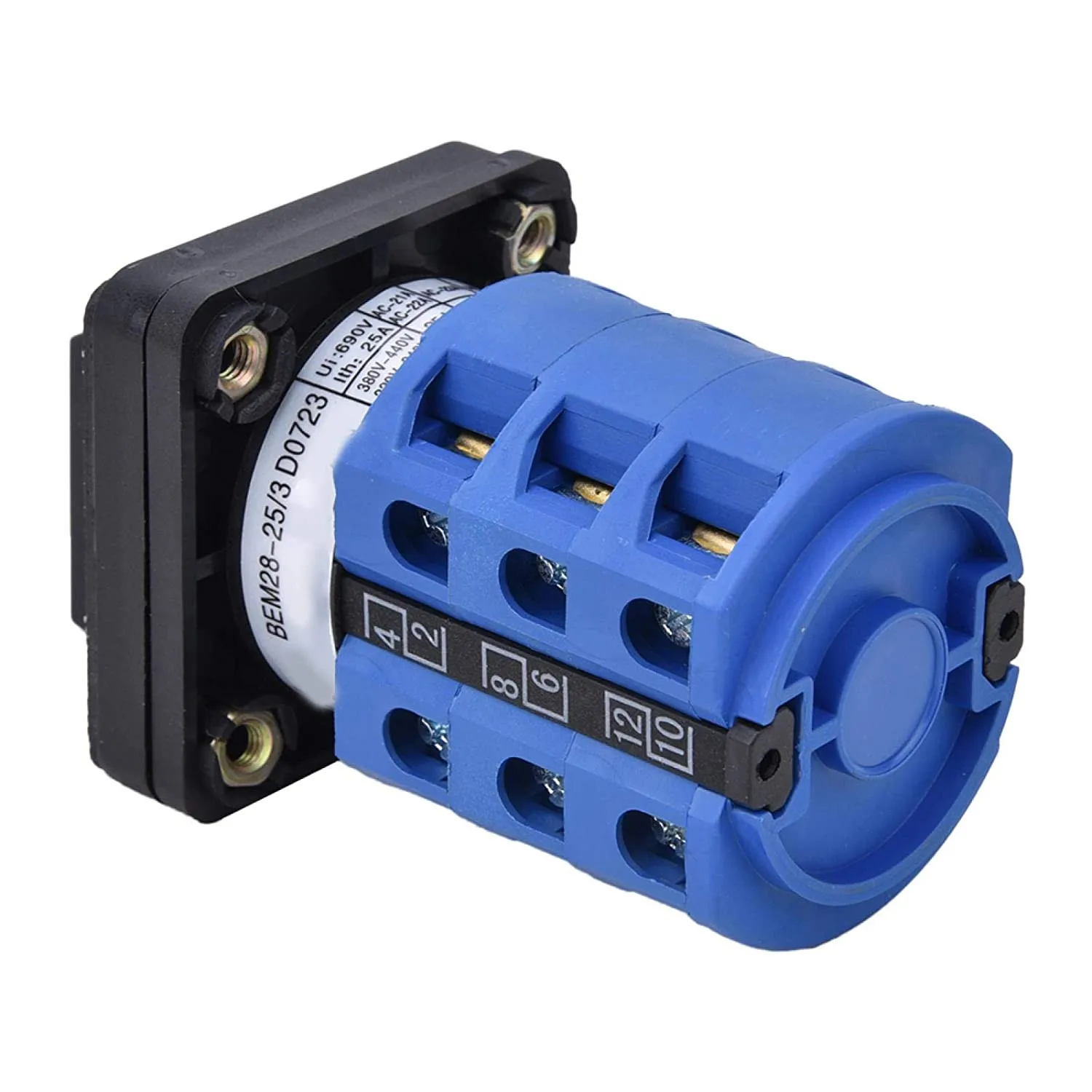 690V Rated Rotary Changeover Switch 25A 1-0-2 Position Three Phase Cam Switch for Industrial Power Routing and Circuit Selection