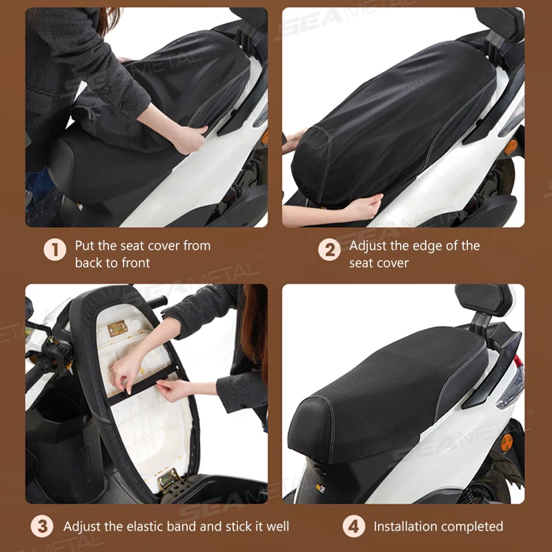 غطاء مقعد الدراجة النارية من BLALION مصنوع من الجلد الفاخر وغطاء وسادة مقعد قابل للتمدد مقاوم للماء والغبار ومقاوم للاهتراء #6