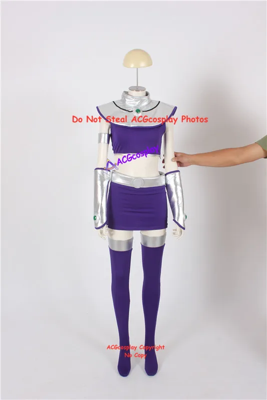 Purple color spandex made Cosplay Costume acgcosplay include buckle props and stockings