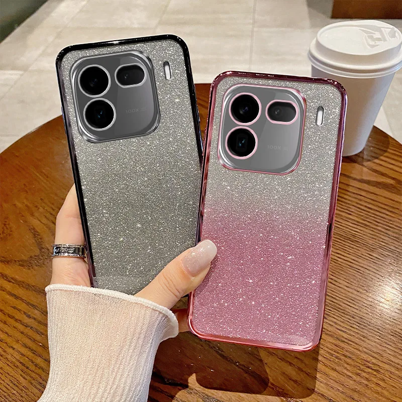 Phone Back Case For Vivo iQOO 12 Pro Luxury Glitter Plating Soft Silicone Phone Case for Vivo iQOO 12 Pro Back Cover On iQOO12