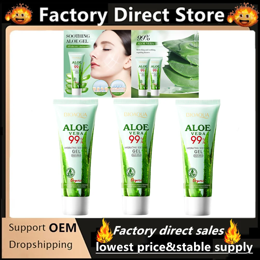 Gel calmante de Aloe Vera para cara y cuerpo, reparación hidratante, alivio de quemaduras solares, cuidado del acné, piel sensible, 3 uds.