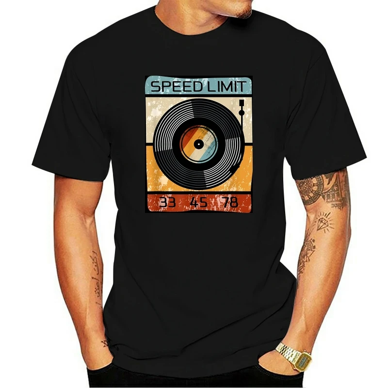 

Виниловая летняя хлопковая футболка Speed Limit 33, 45, 78, мужские повседневные футболки с короткими рукавами, топы, дропшиппинг
