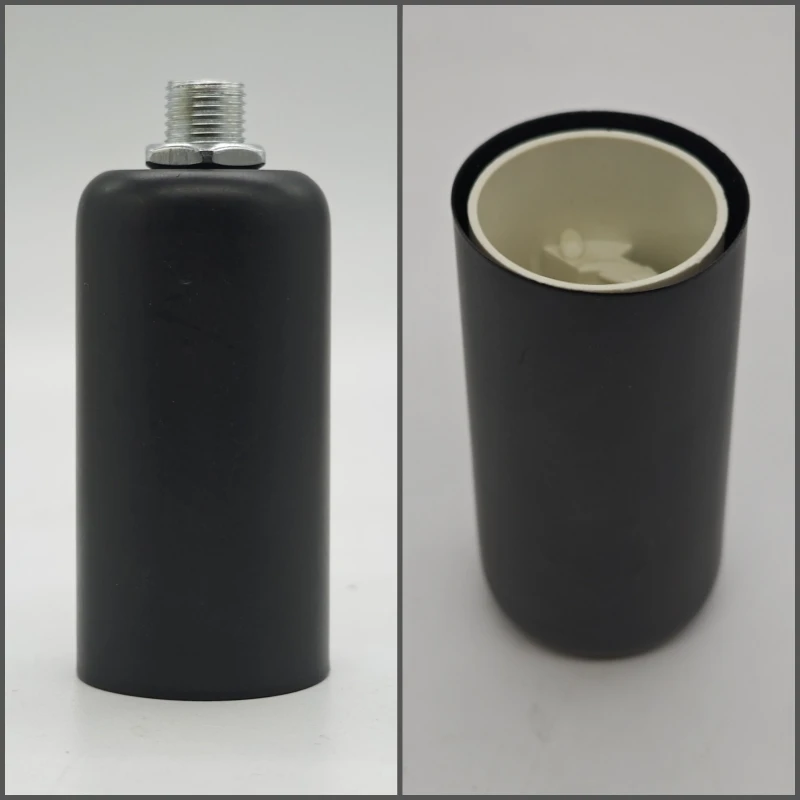 قطعتان من مقبس بلاستيكي CE/UL مع حامل مصباح بغطاء حديدي فضي/ذهبي/أسود مقابس إضاءة بلاستيكية حديدية نهائية