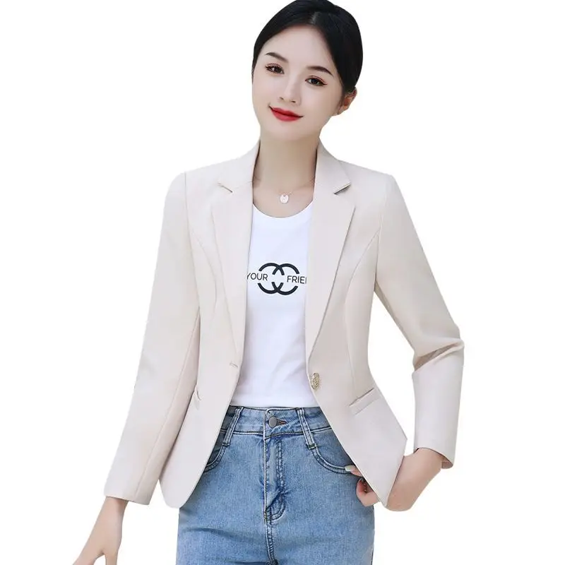 Beige damespak Jaet Casual Faion Lente Nieuwe collectie Premium Feel Dames ort maatvriendelijke top