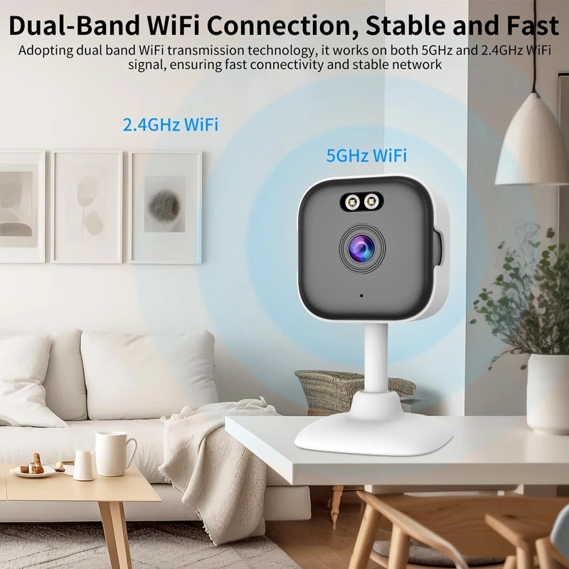 

Новая 5-мегапиксельная HD Wi-Fi камера, внутренняя мини-камера домашнего наблюдения, ночное видение, двустороннее аудио, обнаружение человека, 5G, камера безопасности, новинка