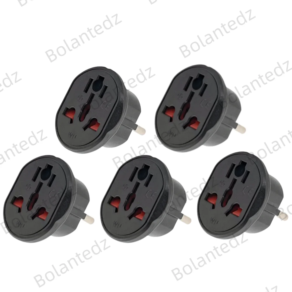 5PCS  Korea EU Plug Adapter 2500W Travel Adapter Converter High Quality Universal Socket AU US UK CN To EU KR 4.8 mm Wall Socket