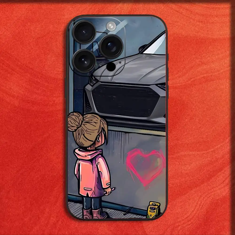 소년 스포츠카 JDM 드리프트 폰 케이스 아이폰 17,16,15,14,13,12,11,프로,맥스,플러스,E,SE4,에어,미니 블랙 패션 커버