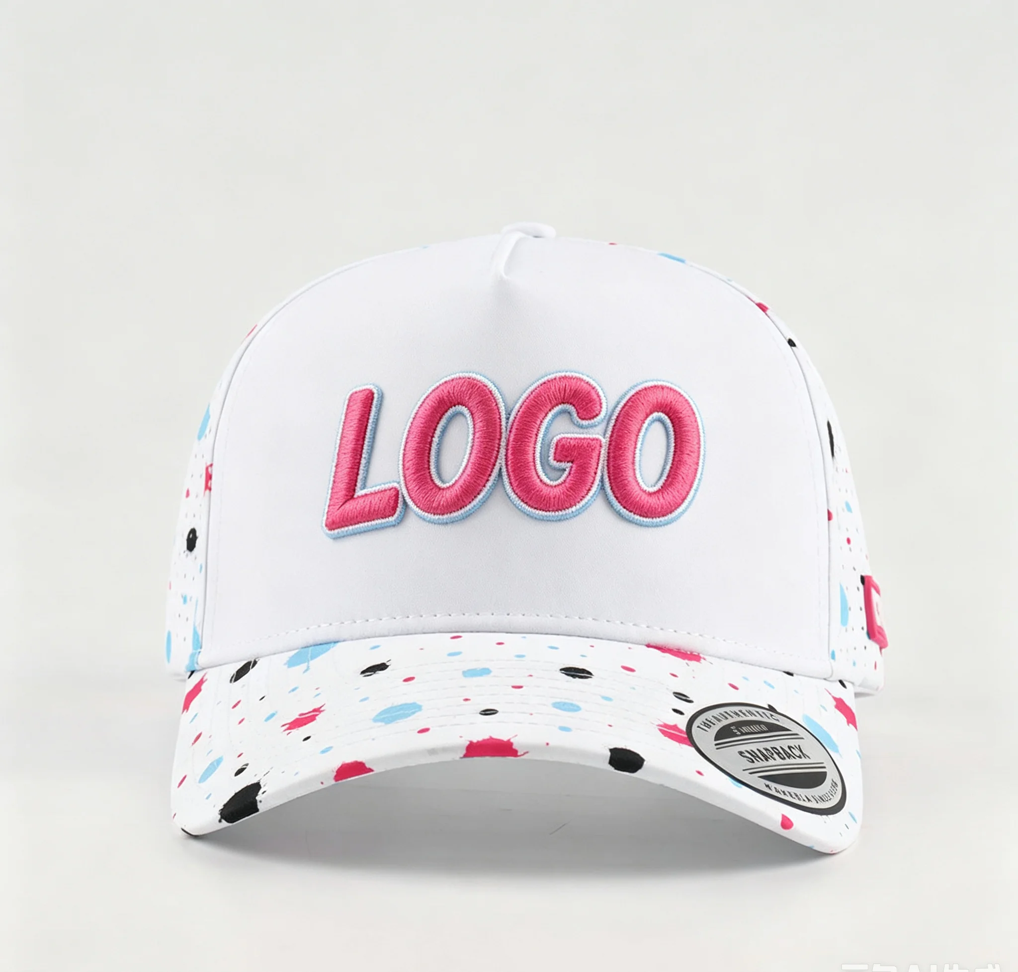 Custom 5 Panel Golf Hat with 3D Logo All Print Polyester Sublimation Curved Brim Baseball Cap Wholesale OEM ODM
