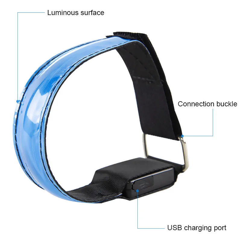 Cycling Luminous Arm Band USB Charging LED Luminous Night Running Armband Bracelet Outdoor Sports Reflective Safety Belt Bicycle