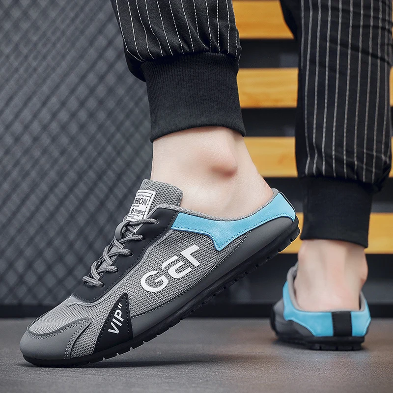 

Модные летние Нескользящие мужские вулканизированные туфли, полутапочки для мужчин, обувь для вождения, удобная мужская обувь на плоской подошве