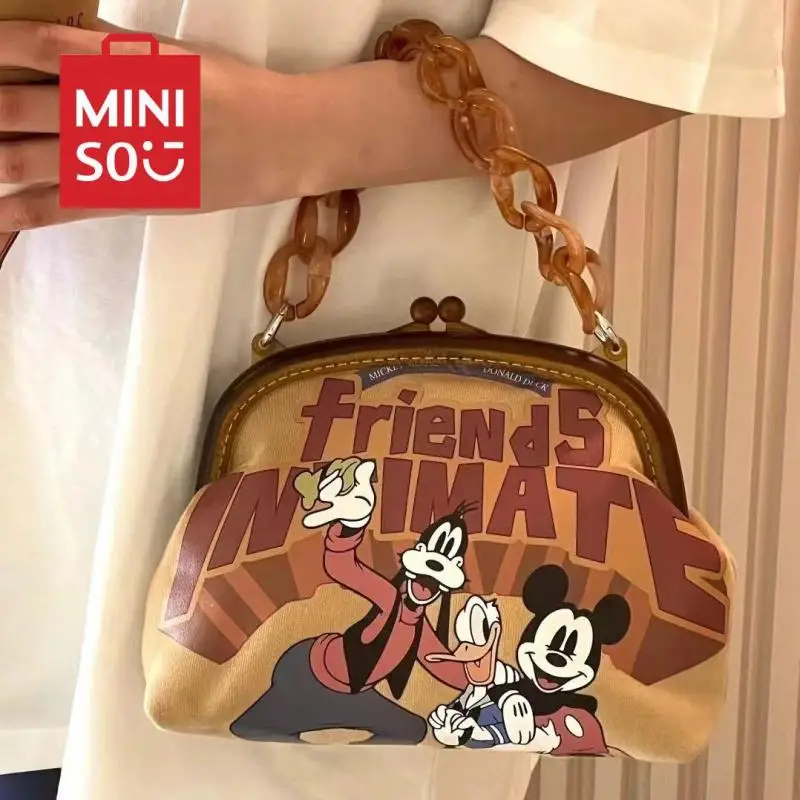 

2024 New Disney Commuter Hand Bag Kawaii Mickey Donald Duck Goofy Cute Anime Print Daily Cosmetic Mobile Phone Lady Clip Bag