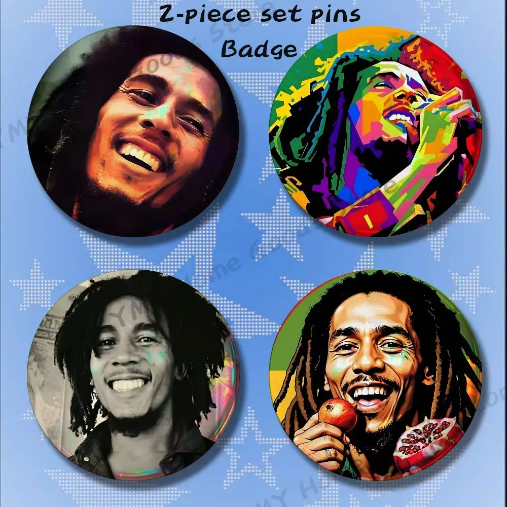 Broches de Bob Marley, el Rey del Reggae, con diseño de león rastafari, para mochilas y accesorios. Tamaños: 25, 32, 44, 58, 75 mm. Juego de 2 piezas. Combinación libre.