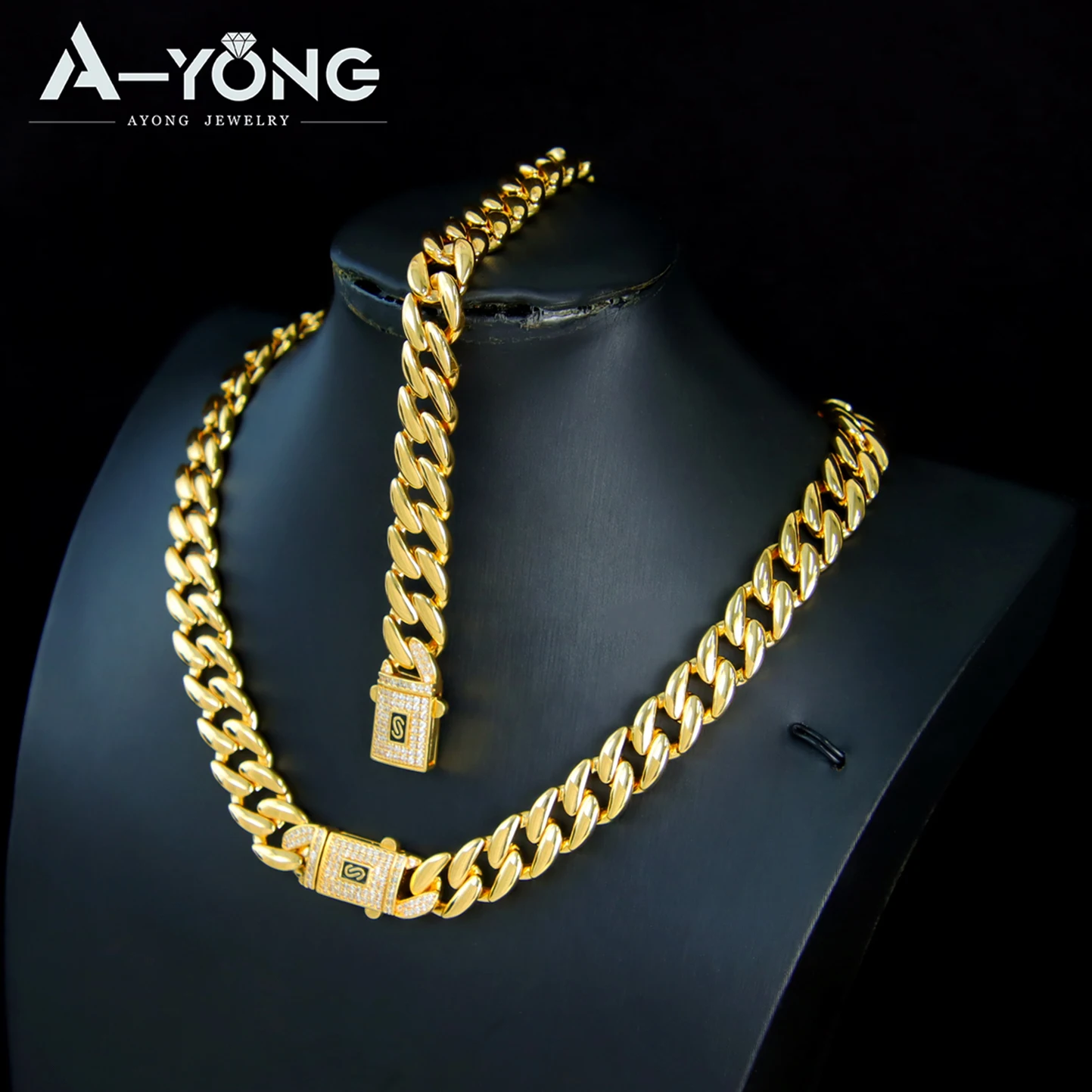 Luxury Dubai Gold Plated Necklace Bracelet 24k Gold Color Full Zircon Hip Hop Muslim Chokers Saudi Women Wedding Party Jewelry