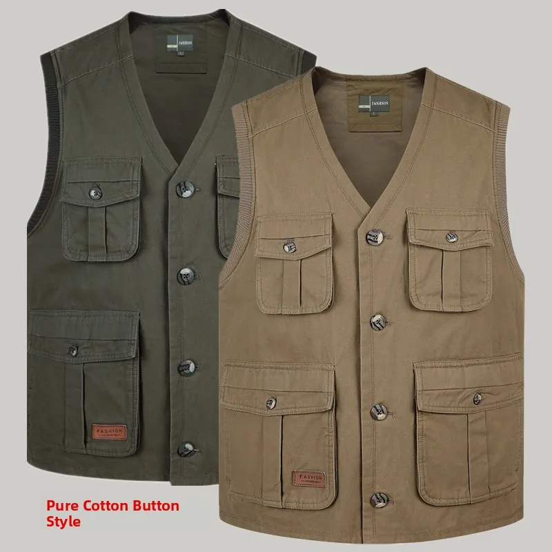 

Мужской жилет из чистого хлопка с V-образным вырезом, с наплечными подушками, повседневный, осенний, на одной пуговице, для отцов