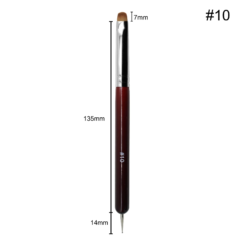 Kolinsky ภาษาฝรั่งเศสคําแปรงเล็บ Dual End Nail Art Dotting ปากกาวาดอะคริลิค Rhinestone เจลภาพวาดไม้ Handle