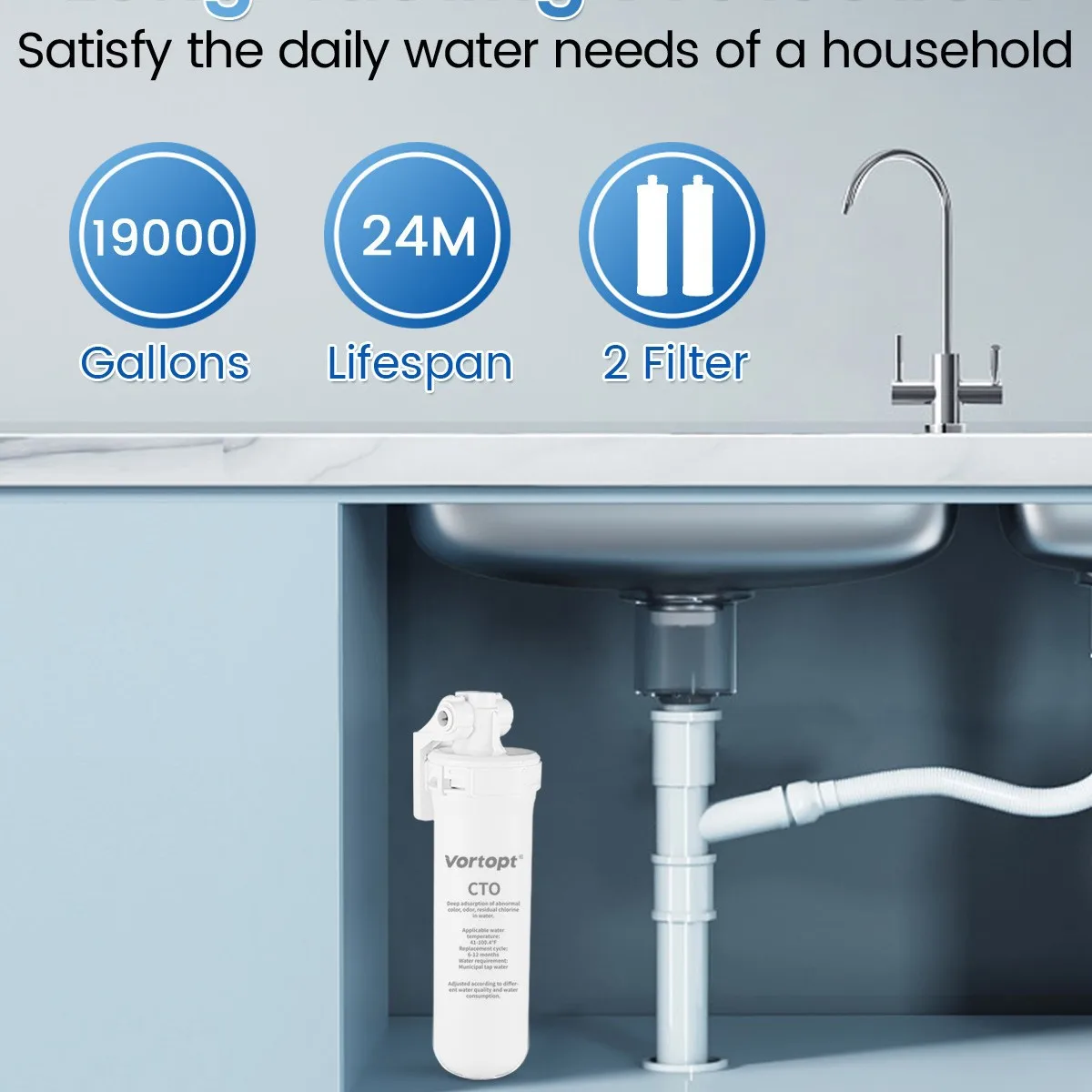 Ultrafiltration Membrane Water Purifier Kit with 1 Machine Core Hose Kitchen Faucet Connector for Pure Water Home Filter Syste