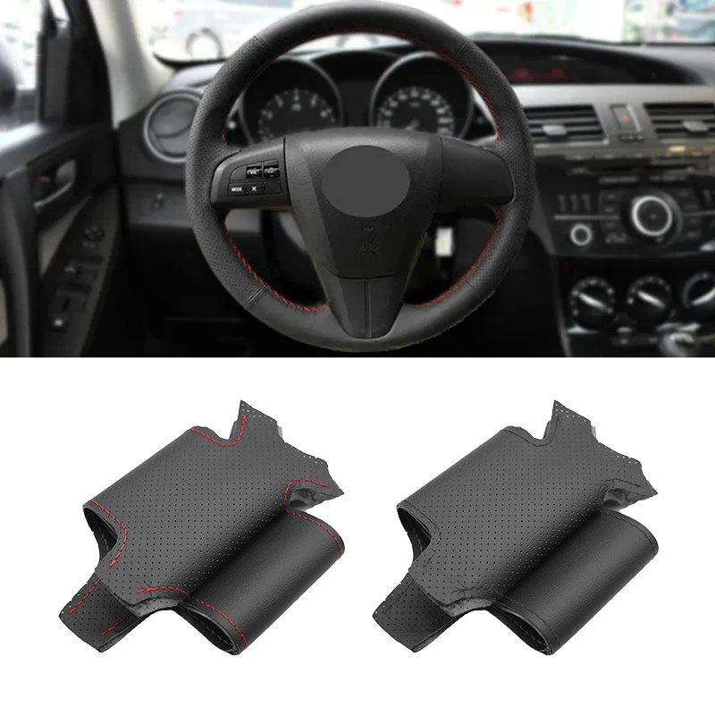 For Mazda 3 2011 2012 2013 2014 2015 2016 2017 Hand Braid Car Interior Steering Wheel Perforated Microfiber Leather Cover Trim