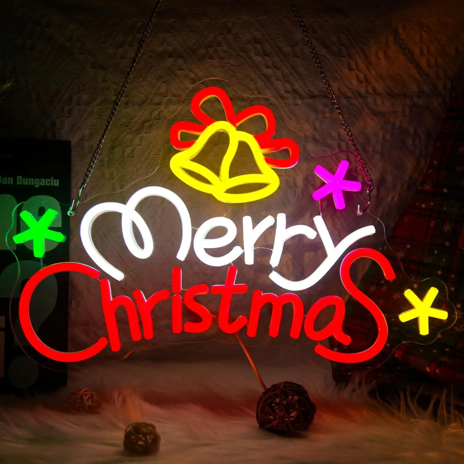 

Merry Christmas Neon Sign Dimmable Xmas Bells Neon Light LED for Party Home Shop Door Window Bar Holiday Festival Decor Gift USB
