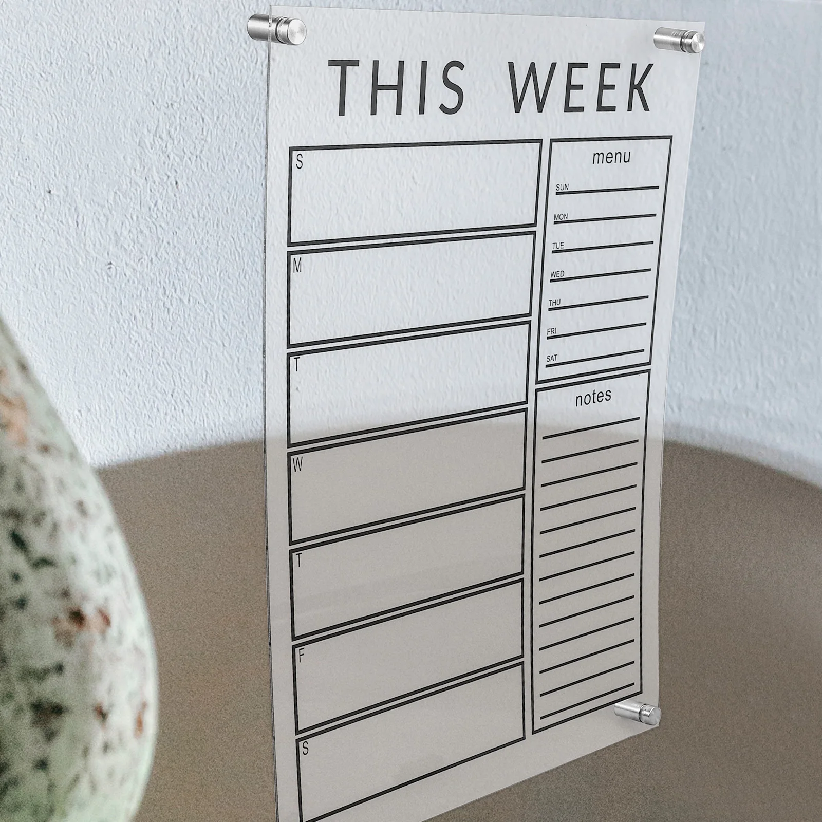 مجموعة واحدة من لوحة مذكرة التخطيط الأسبوعي القابلة للمسح، لوحة رسائل شفافة من الأكريليك البسيط لعرض التذكير الأسبوعي للمكتب والمدرسة