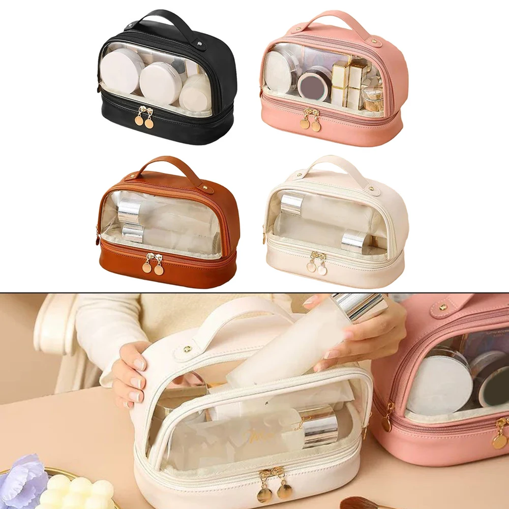 

Для организации макияжа, модный органайзер для путешествий, двухслойная сумка для туалетных принадлежностей, ежедневный косметический органайзер 23*16*13,5 см