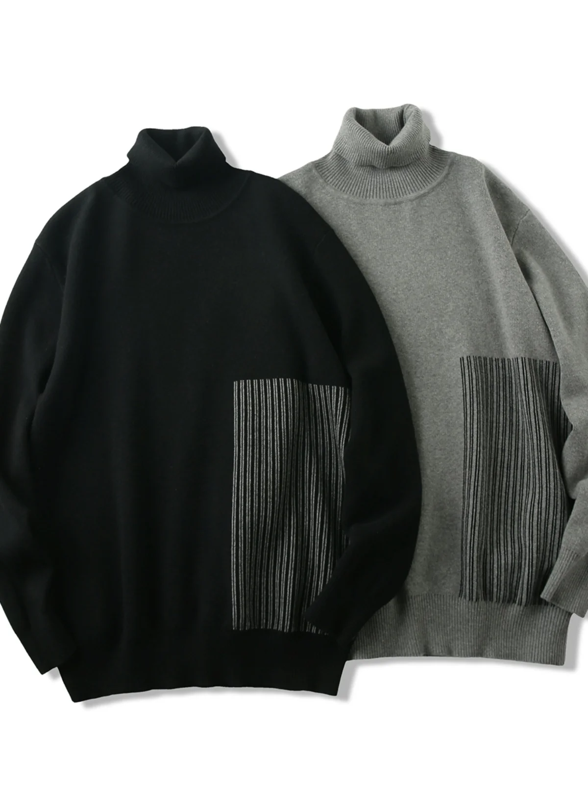 

Вязаный свитер! 3D-вышивка цветными блоками! Мягкий и уютный! Мужской вязаный свитер с высоким воротником для осени и зимы