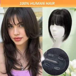 25cm 9X14cm Swiss Lace Hairnet Women Top Wig Topper with Clips Human Hair Topper for Thin Hair Clip in One Piece Hair Extensions