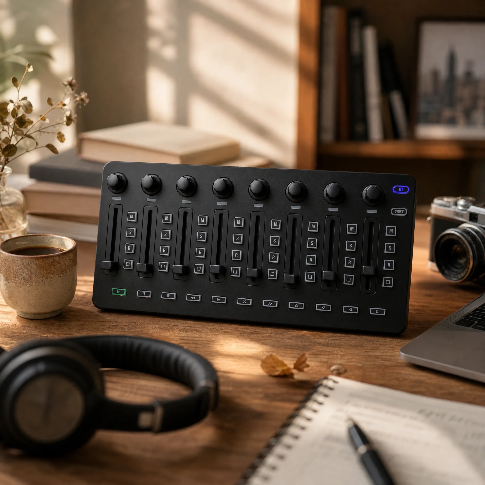 MIDI Controller with Faders Compact USB MIDI Fader Controller Control Surface Multi-Channel Mixing Console Plug-and-Play