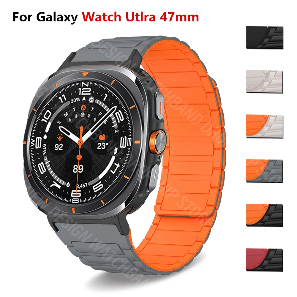 

No Gaps Magnetic Watch Band for Samsung Galaxy Watch Ultra 47mm Sports Silicone Bracelet for GALAXY ULTRA 47MM Mens Strap Correa