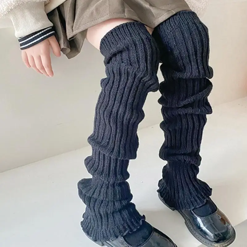 

H55B Spring Cable Knit Leg Warmers Dress Knee High Socks Girl School Uniform Leggings