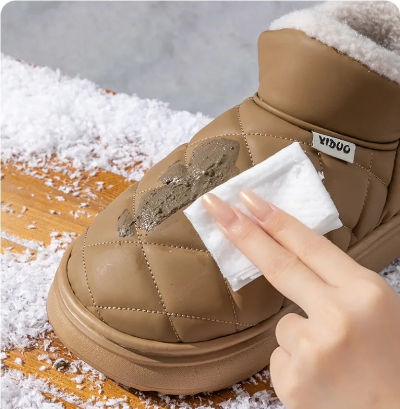 Winterfleece-gefütterte Hausschuhe, rutschfest, dicke gepolsterte Sohle, gemütlich warm, für Männer und Frauen, für den Innenbereich, mit Fersenumwicklung für Küche und Bad. – Detail 3